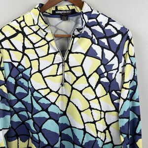 Simplicite by Jamie Sadock 1/4 Zip Golf Top Womens Large Abstract Long Sleeve